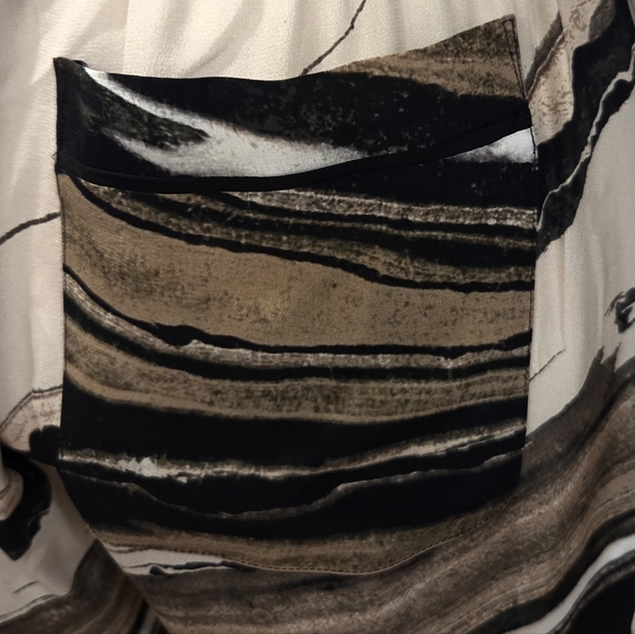 The Kooples 100% "SILK" Black & Cream Marble Dress Pants with Versatile Style - Picture 5 of 7